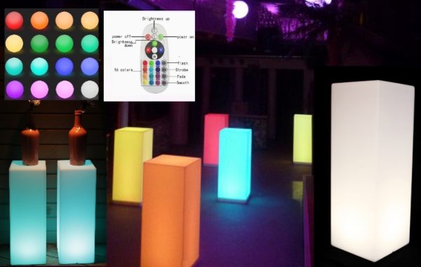 Colonne de présentation LED colonne lampe d'ambiance éclairage RGB blanc 16 couleurs téléco - VDD World