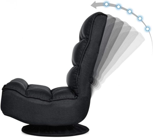 Chaise longue - chaise de jeu - chaise de sol - dossier réglable et pliable - noir - VDD World