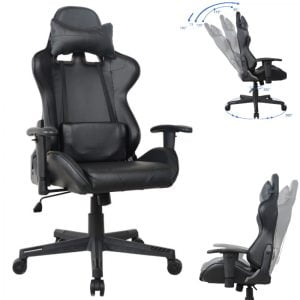 Chaise de bureau chaise gaming Thomas - chaise style gaming racing - ergonomique - design noir