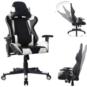 Chaise de bureau Racing Gaming Chair Style High Design Thomas blanc noir