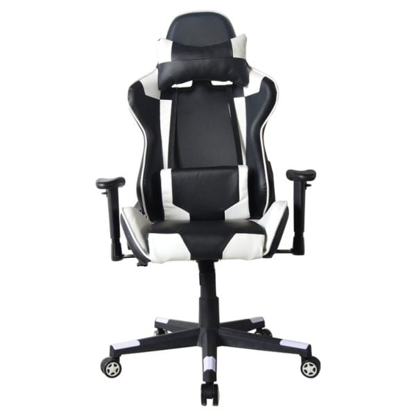 Chaise de bureau Racing Gaming Chair Style High Design Thomas blanc noir - VDD World