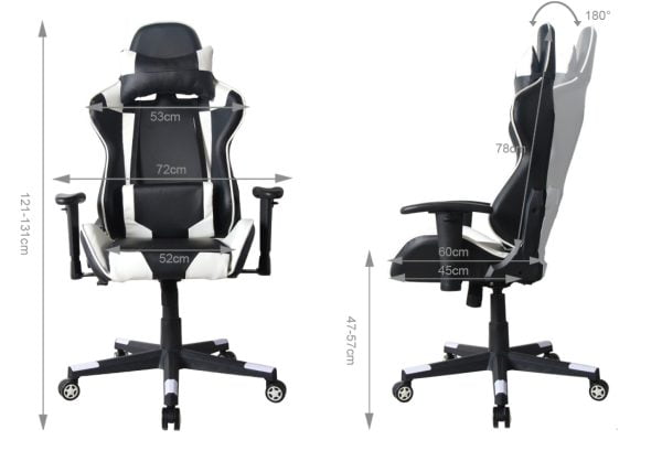 Chaise de bureau Racing Gaming Chair Style High Design Thomas blanc noir - VDD World