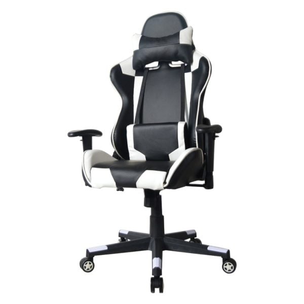 Chaise de bureau Racing Gaming Chair Style High Design Thomas blanc noir - VDD World