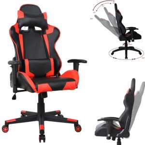 Chaise de bureau Racing Gaming Chair Style High Design Thomas - rouge noir