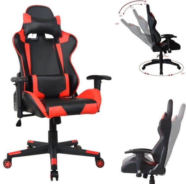 Chaise de bureau Racing Gaming Chair Style High Design Thomas - rouge noir - VDD World