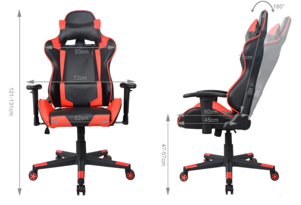 Chaise de bureau Racing Gaming Chair Style High Design Thomas - rouge noir - VDD World