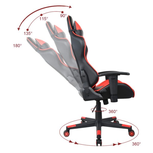 Chaise de bureau Racing Gaming Chair Style High Design Thomas - rouge noir - VDD World