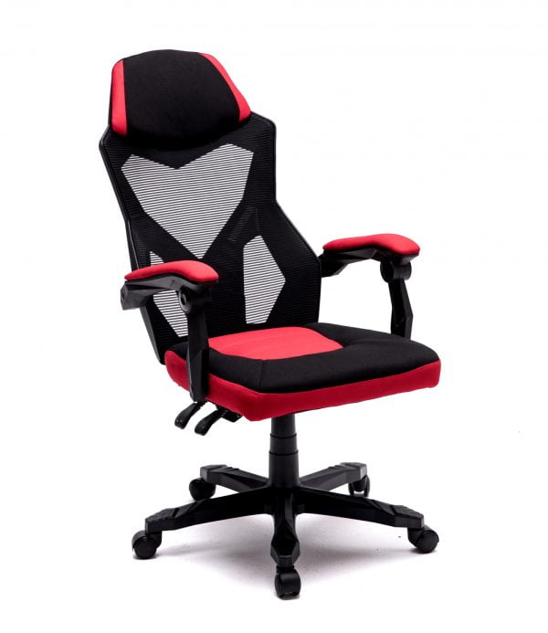 Chaise de bureau Fresno - chaise de jeu - noir rouge - VDD World