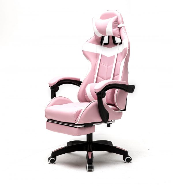 Chaise gaming avec repose pieds Cyclone adolescents - chaise de bureau - chaise gamer racing - blanc - VDD World