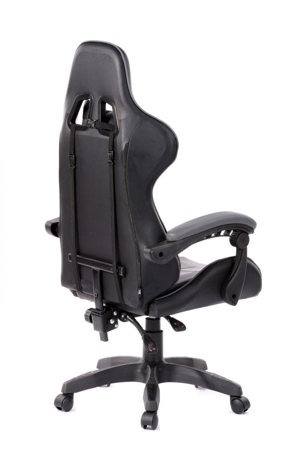 Chaise de jeu Cyclone adolescents - chaise de bureau - chaise de jeu de course - gris noir - VDD World