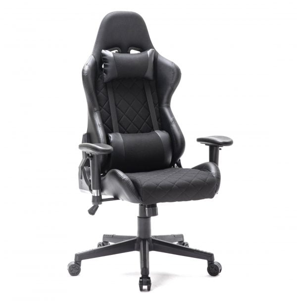 Chaise de jeu Classic - chaise de bureau - revêtement en tissu - noir - VDD World