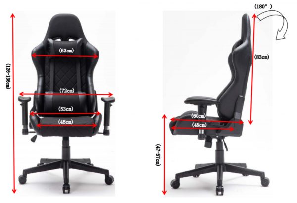 Chaise de jeu Classic - chaise de bureau - revêtement en tissu - noir - VDD World