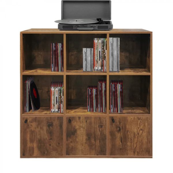 Bibliothèque Vakkie 9 compartiments - meuble de rangement - armoire murale - couleur noyer brun - VDD World