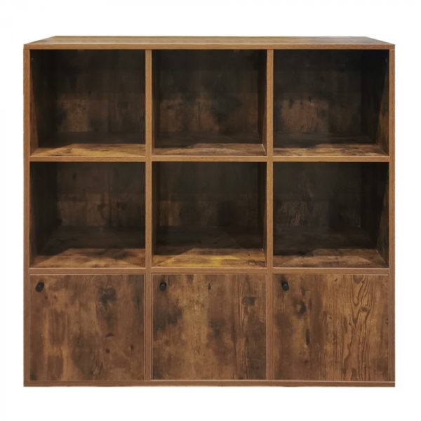 Bibliothèque Vakkie 9 compartiments - meuble de rangement - armoire murale - couleur noyer brun - VDD World