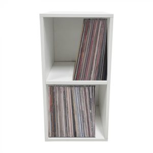 Meuble de rangement pour disques vinyle LP - 2 compartiments - blanc