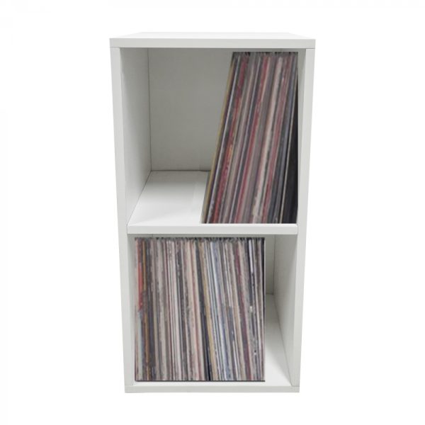 Meuble de rangement pour disques vinyle LP - 2 compartiments - blanc - VDD World