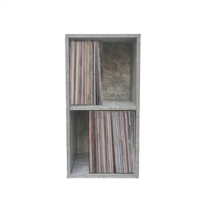 Meuble de rangement pour disques vinyle LP - 2 compartiments - béton gris