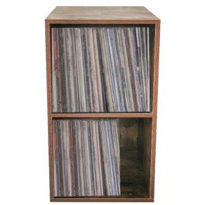 Meuble de rangement pour disques vinyle LP - bibliothèque - 2 compartiments - noyer