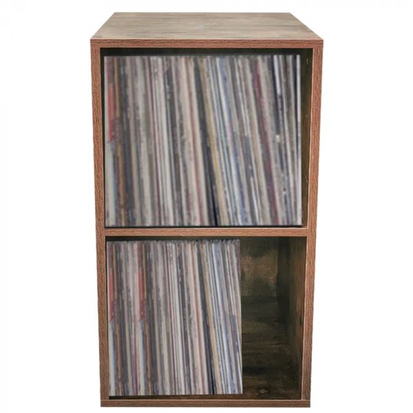 Meuble de rangement pour disques vinyle LP - bibliothèque - 2 compartiments - noyer - VDD World