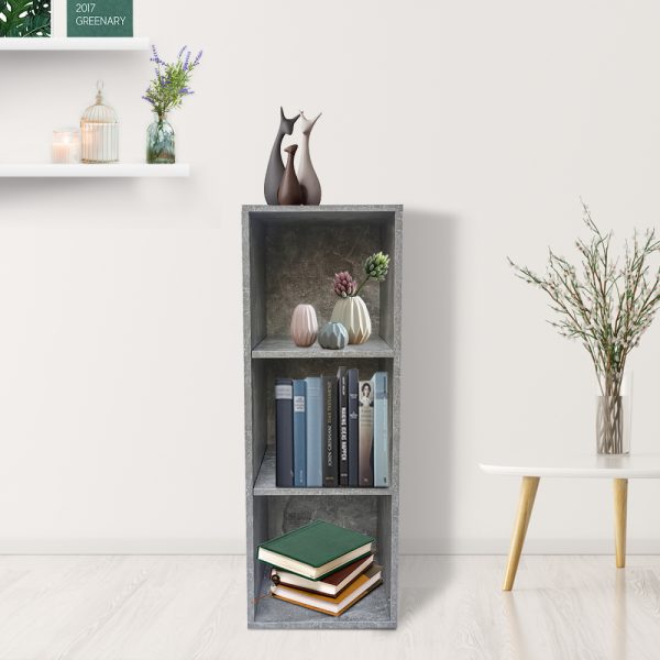 Meuble étagère 3 compartiments ouverts meuble de rangement - bibliothèque - armoire murale - gris - VDD World