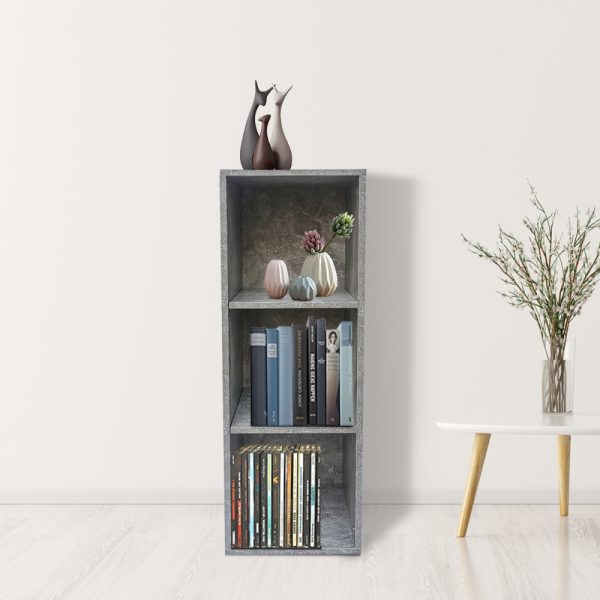 Meuble étagère 3 compartiments ouverts meuble de rangement - bibliothèque - armoire murale - gris - VDD World