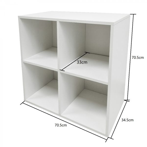 Armoire à compartiments Vakkie Armoire de rangement à 4 compartiments ouverts - bibliothèque - blanc - VDD World