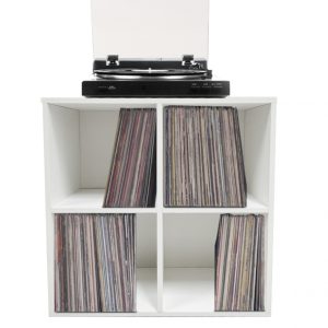 Meuble de rangement vinyle vinyle vinyle - bibliothèque - 4 compartiments - blanc