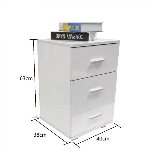 Armoire de chevet 3 tiroirs hauteur 63 cm blanc - VDD World