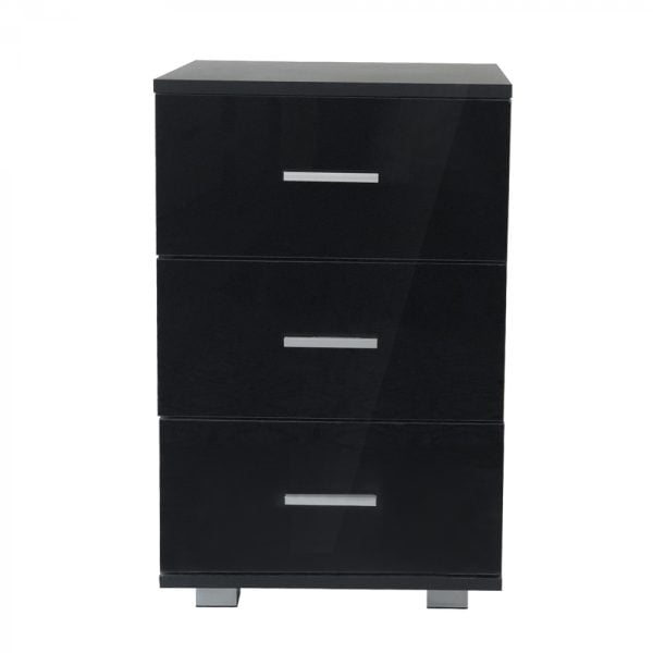 Table de chevet meuble d'entrée 3 tiroirs hauteur 63 cm noir - VDD World