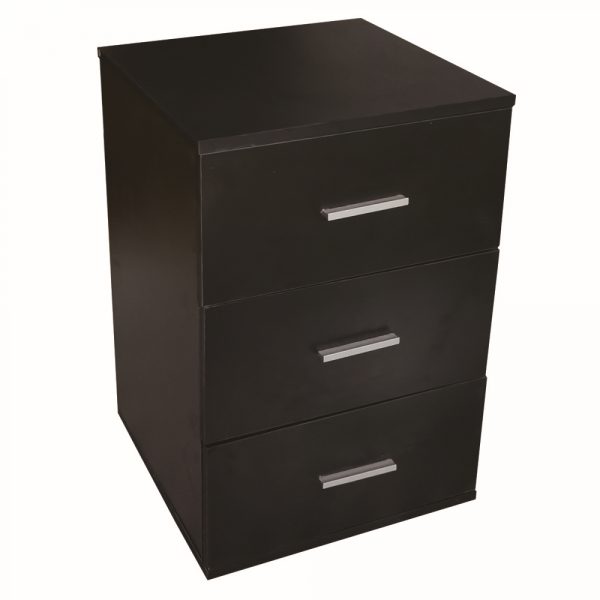 Table de chevet meuble d'entrée 3 tiroirs hauteur 63 cm noir - VDD World