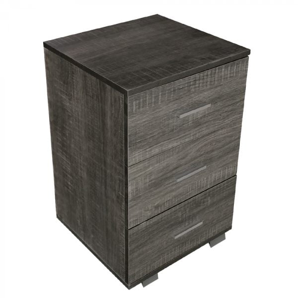 Table de chevet meuble d'entrée 3 tiroirs hauteur 63 cm couleur gris marron - VDD World