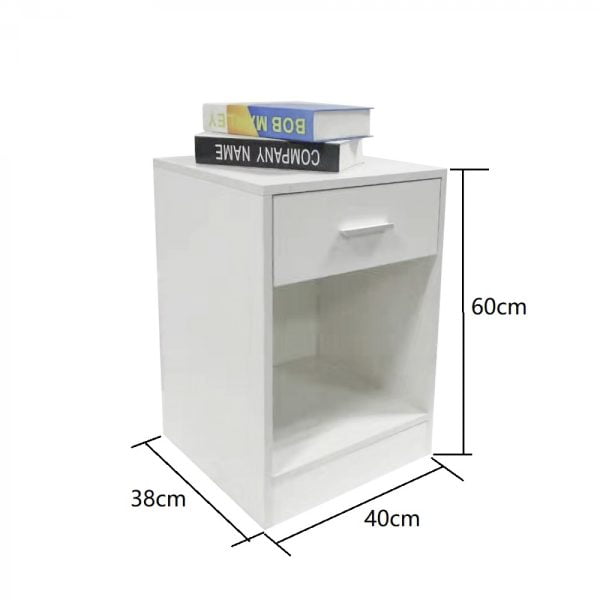 Table de chevet meuble d'entrée avec tiroir compartiment de rangement ouvert 60 cm de haut blanc - VDD World