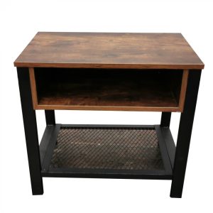 Table d'appoint table basse Tough industrial vintage - Lot de 3 - métal blanc bois marron - VDD World