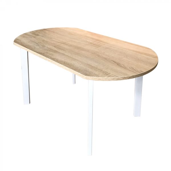 Table basse - métal bois - 90 x 50 cm - blanc marron clair - VDD World