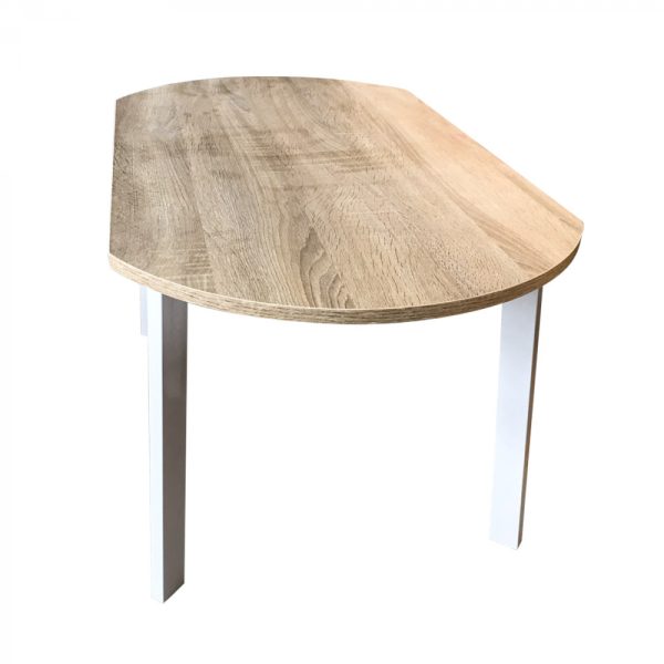 Table basse - métal bois - 90 x 50 cm - blanc marron clair - VDD World