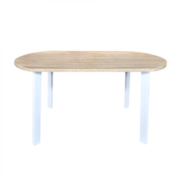 Table basse - métal bois - 90 x 50 cm - blanc marron clair - VDD World