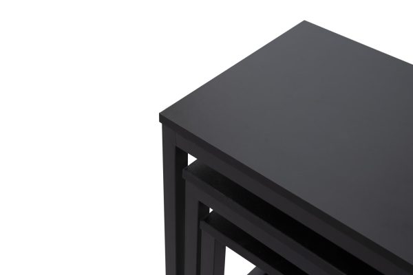 Ensemble de 3 tables d'appoint noires industrielles robustes : gain de place avec style - VDD World