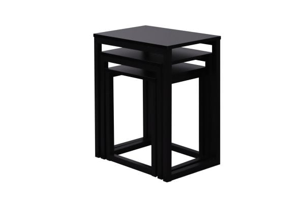 Ensemble de 3 tables d'appoint noires industrielles robustes : gain de place avec style - VDD World