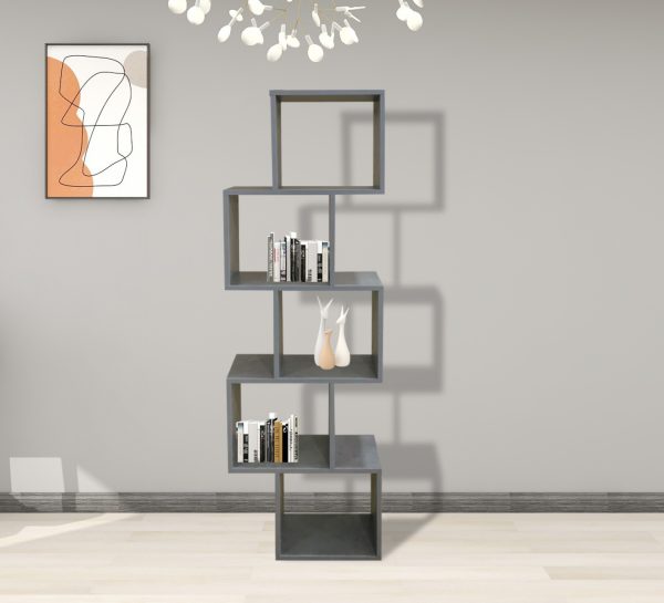 Étagère meuble paravent cube empilé design Yoep 5 compartiments aspect béton gris - VDD World