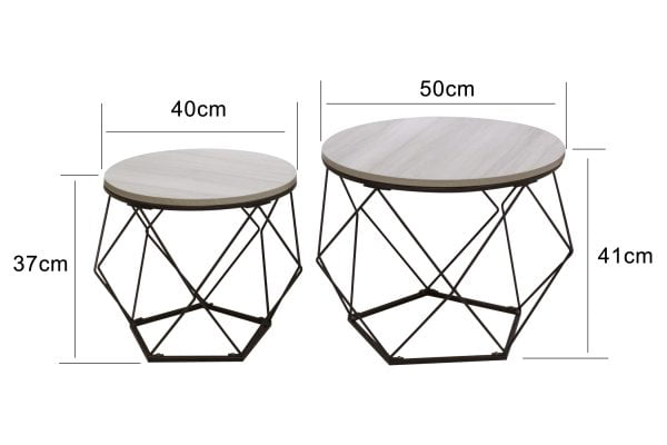 VDD Table d'appoint style vintage industriel - tables basses - lot de 2 - VDD World