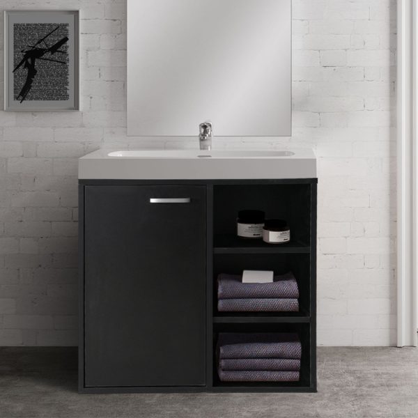 Meuble vasque - meuble de salle de bain - noir - VDD World