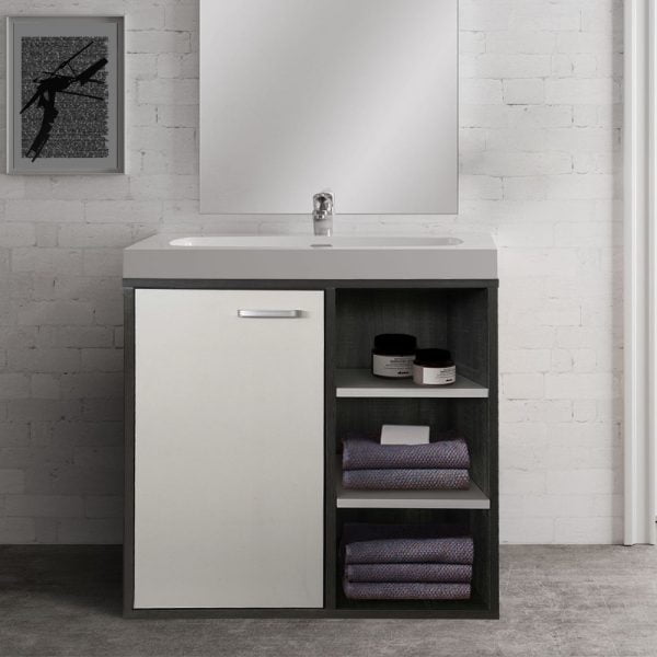 Meuble sous vasque - meuble de salle de bain - gris et blanc - VDD World