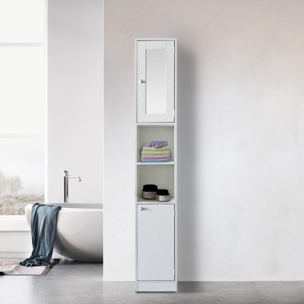 Meuble colonne salle de bain - meuble de rangement salle de bain ou couloir - avec miroir - hauteur - VDD World