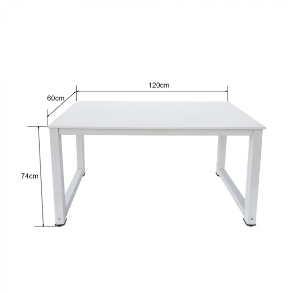 Bureau - table d'ordinateur - table de cuisine - métal bois - 120 cm x 60 cm - blanc - VDD World