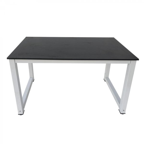 Bureau table d'ordinateur - table de cuisine - métal bois - 120 cm x 60 cm - blanc avec plateau noir - VDD World