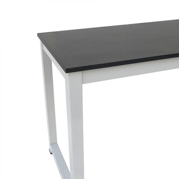 Bureau table d'ordinateur - table de cuisine - métal bois - 120 cm x 60 cm - blanc avec plateau noir - VDD World