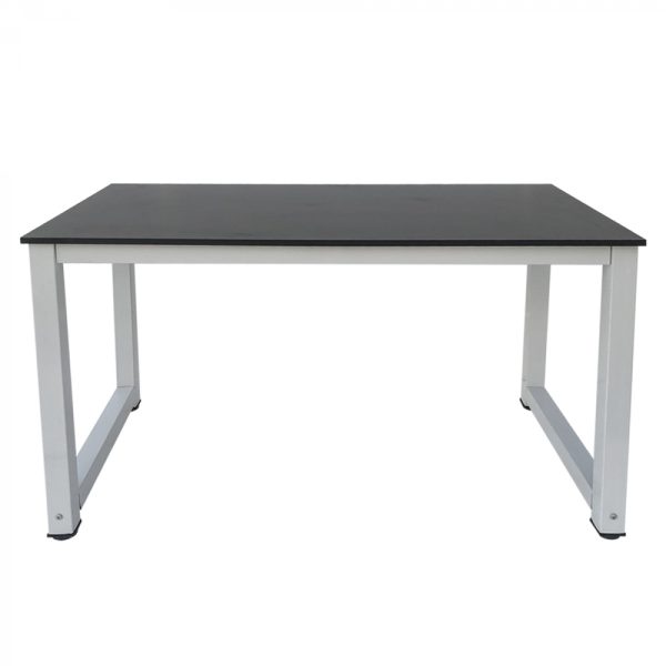 Bureau table d'ordinateur - table de cuisine - métal bois - 120 cm x 60 cm - blanc avec plateau noir - VDD World