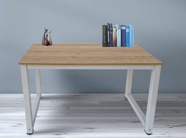 Table d'ordinateur de bureau - table de cuisine - bois métal - 120 cm x 60 cm - blanc avec plateau m - VDD World