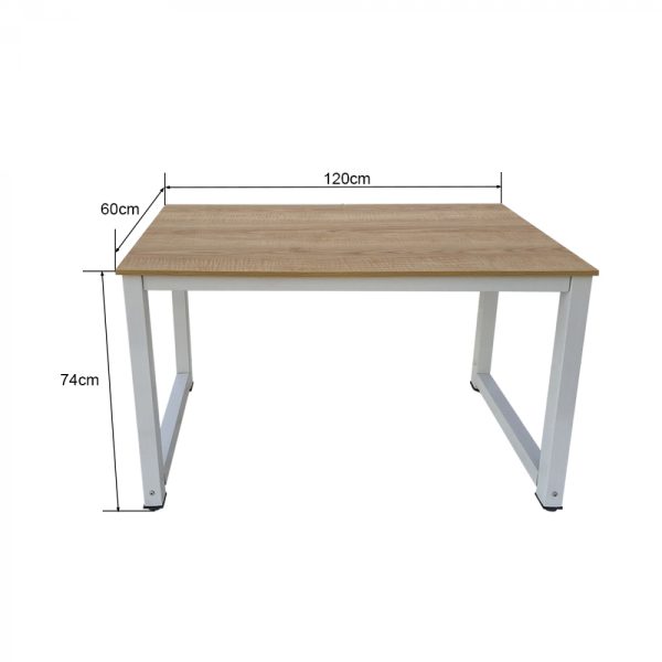 Table d'ordinateur de bureau - table de cuisine - bois métal - 120 cm x 60 cm - blanc avec plateau m - VDD World