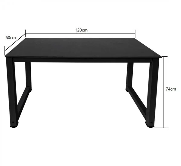 Table d'ordinateur de bureau - table de cuisine - bois métal - 120 cm x 60 cm - noir - VDD World